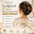 Hqowlah™ Sculpted Ribbon Metal Hair Pin, Elegant Hair Stick for Bun, Minimalist Gold Hair Accessory, French Twist Pin